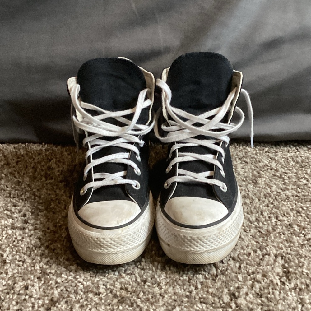 Black and White High-Top Platform Converse All-Star